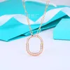 Designer Brand New Tiffays LOCK Series Medium Lock Necklace with 18K Gold Plating and Diamonds in White Copper Stylish Personalized Versatile Collar Chain With logo