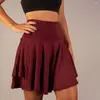 Skirts Women Mini Skirt Double Layers High Waist Wide Band Workout Tummy Control Cheering Dance Sports Female Clothes