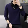 Herentruien mannen herfst vneck pullover trui slanke fit gebreide pullovers kleding homme 230818