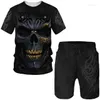 Men's Tracksuits Personality Skull 3d Print Summer Men Tees/shorts/sets Vintage Gothic Punk Outfit Hip Hop Casual Male Streetwear Clothing