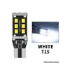 Dekorativa lampor 6st 1400lm T15 LED -lampljus W16W CanBus Inget fel 2835 15SMD 912 921 BB bil Backup Reverse 6000K Yellow Drop Del DH2CH