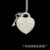 Designer Brand Tiffays Womens Silver Love Key Necklace S925 Sterling Fashion Personalized Trendy Diamond Collar Chain