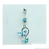 Anéis de botão de sino de umbigo, 5 cores estilo laço, joias de piercing corporal, acessórios pendurados, pingente de moda 10 tamanhos 7212 mak6z d othvf
