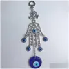 Interieurdecoraties Turkije Evil Eye Allah Ayat Kursi Hamsa Hand van Fatima Auto achteruitkijkspiegel Crystal Pendant Hangende accessoires DHW9P