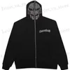 Funny Mens Hoodies Sweatshirts Spider Diamond Print Jacket Coat Zip Cardigan Y2K Gothic Style Clothing Hip Hop Streetwear T230819