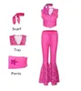 Zestawy odzieży 2023 Film Cosplay kostium dla dziewcząt Margot Robbie Pink Ubrania Top Pants Suit Kids Halloween Outfits Mundur 230818