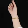 Bedelarmbanden gouden kleur Chinees karakter fu handgemaakte gele touwketen gevlochten armband voor vrouwen mode -sieraden ASL174
