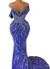 أغسطس 2023 ASO EBI Royal Blue Mermaid Prom Dress Sequed Lace Asevial ​​Party Second Sectree Onvisply Condragement Dresses Robe de Soiree ZJ795 ES