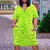 Plus Size Dresses Leopard Print Dress Women Pocket Elegant Chubby Cloth Female Casual Outfit 2023 Summer Sale Party 4xl 5xl