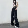 Jeans femininos estilo punk mulheres pretas calças folgadas streetwear y2k moda moda lava as calças de tendências