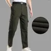 Men's Pants Mid Waist Comfortable Stylish Straight With Multiple Pockets Breathable Soft Durable Trousers For Casual Wear