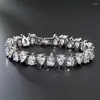 リンクブレスレットUilz Luxury Geometric Crystal Bracelet for Women Party Weddingギフトシルバーカラー小麦チェーンバングルジュエリー