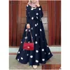 Grundläggande avslappnade klänningar Zanzea Spring Muslim Polka Prickar Tryckt Kvinnor Klänning Långärmad Oneck Sundress Elegant Loose Abaya Kaftan Ma Dhqyi