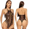 Sexy Set Damen sexy BodySuit Purpurblumblumensticked Spitzenmode Halter Hollow auf Blick durch Verband 230808