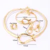 Vintage Retro Nigerian Elegant Gold Silver Plated Necklace Earrings Ring Bracelet Bridal Jewelry Sets For Women Wedding Party