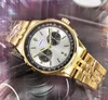 Sous Cadran Travail ICE Out Hip Hop Hommes Chronomètre Montres En Cuir En Acier Inoxydable Ceinture Mouvement À Quartz Horloge Super Lumineux Ensemble Lumieux Auger Montre Prix De Gros Cadeaux