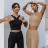 2023New Yoga Outfit Female Sports Workout Bh Women Push Up Seamless Paded Crop Tops Cross Strap Fitness Stretch Camisole Dance Tank Top Original