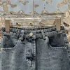 Grundlegende Freizeitkleider Designer-Damen-Freizeitkleid, modischer Denim-Tennisrock, klassische Stickerei, blauer Schlitz, All-Match-Luxusmarke, Damenbekleidung, Kleider QDWH