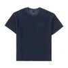 Hommes t-shirts été col rond poche poitrine solide côtelé velours côtelé hommes vêtements loisirs hauts mode hommes décontracté à manches courtes t-shirts amples