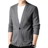 Hommes chandails homme tricoté Cardigan vêtements d'extérieur garçons kaki automne minimaliste pull de poche à manches longues surdimensionné haut en tricot 3xl