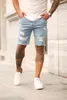 Heren jeans zomer gescheurde shorts hip-hop-hop denim broek stretch lichtblauw mode ontwerp slank rechte mannelijke kort