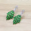 Boucles d'oreilles pendantes vert zircone cubique goutte 925 bijoux en argent sterling pour les femmes ethniques