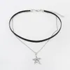 Kedjor ccor chokers halsband gotiska ihåliga pentagram pu läder sladd choker halsband sexiga kvinnor flerskiktsmycken 2023