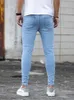 Men's Jeans Men Stretch Skinny Jeans Male Designer Elastic Scratch Denim Pencil Pants Jeans Streetwear Sky Blue Fashion Jeans 230815