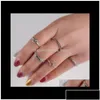 Band Rings Nail Midi Geometric Engrave Pattern Antique Goldsier Vintage Yj75A Ojvgw Drop Delivery Jewelry Ring Dhyik