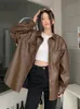 Womens Jackets Tawaaiw Streetwear Brwon Coffee Pu Leather Women Clothes Single Breasted Spring Ladies Outerwear Coats Korean Style 230818