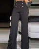 Womens Pants Capris Elegant High midja bred benstöddover Summer European American Fashion Simple Flased Trousers 230818