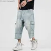 Męskie spodnie Summer Nowe męskie dżinsowe spodnie Capri Casual Shorts Street Trend Wash Projekt łzy prosty dżinsy Z230819