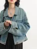 Kurtki damskie Chic's Fashion Blue Denim Jacket Vintage Cowboy Coat Female Jean Kurtki dla kobiet ubrania Tops Spring Autumn 230818