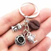 Key Rings Creative Coffee Cook Keychain Cup draagbare Hine Tea Pot Chains Afternoon Dessert Accessoires Geschenkdruppel Levering SMTTP