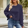 女性のセーター秋/冬の丸い首長い袖のソリッドショールカラーセーターメンスリーブスウェットシャツ軽量