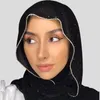 Ethnic Clothing Muslim Chiffon Hijab Scarf Women Long Golden Chain Head Wrap For Hijabs Scarves Ladies Veil Jersey 180 70cm
