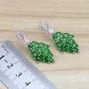 Boucles d'oreilles pendantes vert zircone cubique goutte 925 bijoux en argent sterling pour les femmes ethniques