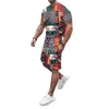 Men's Tracksuits Summer Two Piece Fashion Casual Short Sleeved T-shirt Shorts Men Hipster Streetwear D Printing Breathable
