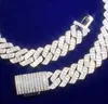 Пользовательская ширина на 19 мм с GRA Baguette Moissanite Chain 925 Серебряное серебряное кубинское ожерелье хип -хоп