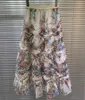 Röcke 2023 Sommer Mode lange hochwertige Damen elastische Taille Cascading Rüschenblume Deco Freizeit Maxi -Netzrock