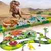 Diecast Model Dinosaur Train Toys Crie uma corrida mundial de corrida Flexível Playset Dinosaurs Race Car for Old Boy Girls 230818