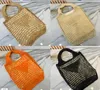 Designer Raffia Summer Bag Tote Women Vegetable Basket Handbags Mesh Breathing Bags Woven Shopping Large Capacity Straw Beach