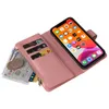 Corde Flip Zipper Phone Case pour iPhone 15 14 Pro Max Samsung Galaxy S22 S23 Ultra A13 A22S A23 5G A04S S20FE S20lite Google Pixel 7 8 7A LG Stylo7 15 fentes pour cartes Wallet Shell