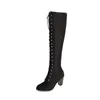 Boot's Boots Automne et Hiver Mode Confortable Polyvalent KneeHigh Crosstied Talon carré haut 75cm plus size3443 230818