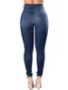 Damskie dżinsy damskie moda na wysokim talii złamana dziura Slim Body Schode Bodycon Hollow Out Ripped Demin 3xl