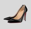 Бренд высокие каблуки женская обувь красное яркое дно заостренные пальцы ноги черные высокие каблуки Stiletto 8 см 10 см 12 см Сексуальные свадебные туфли Большой размер 35-44