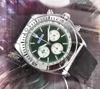 Fabriksdirektsäljande män full funktionella bostäder stoppurklockor Japan Quartz Movement Chronograph Leather Rubber Steel Band Lumious Popluar Clock Clock