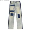 Мужские брюки High Street Tide Brand American Vintage Patch Deat Jeans Men's Love Contrast Straight Level Hepant Z230819