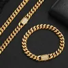 Designer-Halskette für Männer Edelstahl plattiert Abmalsbreite 8-14 mm Länge 16 bis 30 Zoll eingelegtes CZ-Stein in Schnallen Frauen Ketten Halsketten Hip Hop Luxusschmuck
