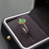 Clusterringe 0,4ct 4 mm 6 mm natürlicher Emerald Ring Mode Real Silber 925 Sterling Schmuck